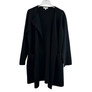 J. Crew Juliette Collarless Sweater Blazer Women Large Black Minimalist Capsule